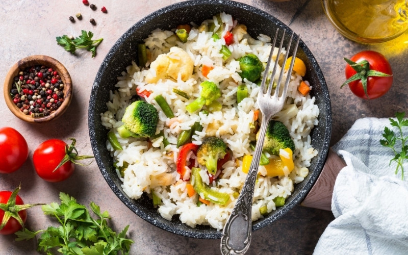 white rice with vegetables